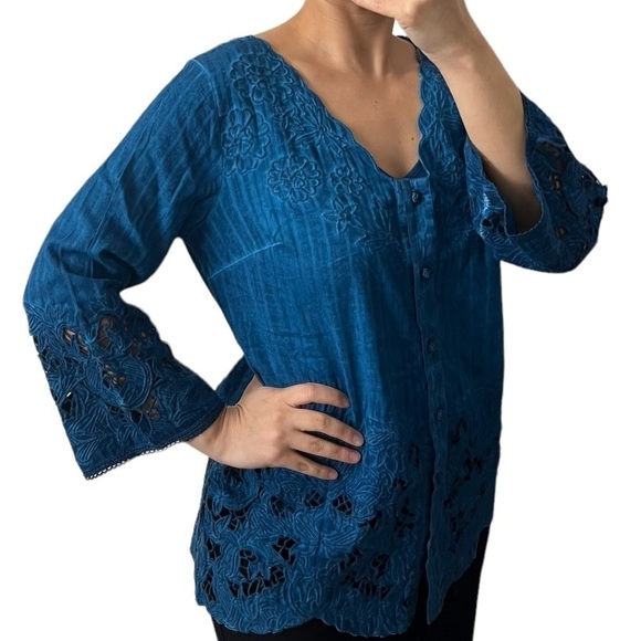 Soft Surroundings Blue Esme Tunic & Tank Top Size Small - Picture 2 of 8